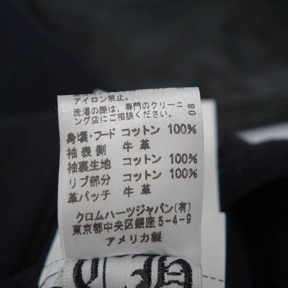 CHROME HEARTS クロムハーツ（原本無） SLIT HD PLVR CH クロスパッチ レザー切替 サイドスリット プルオーバー パーカー ブラック系 M【中古】