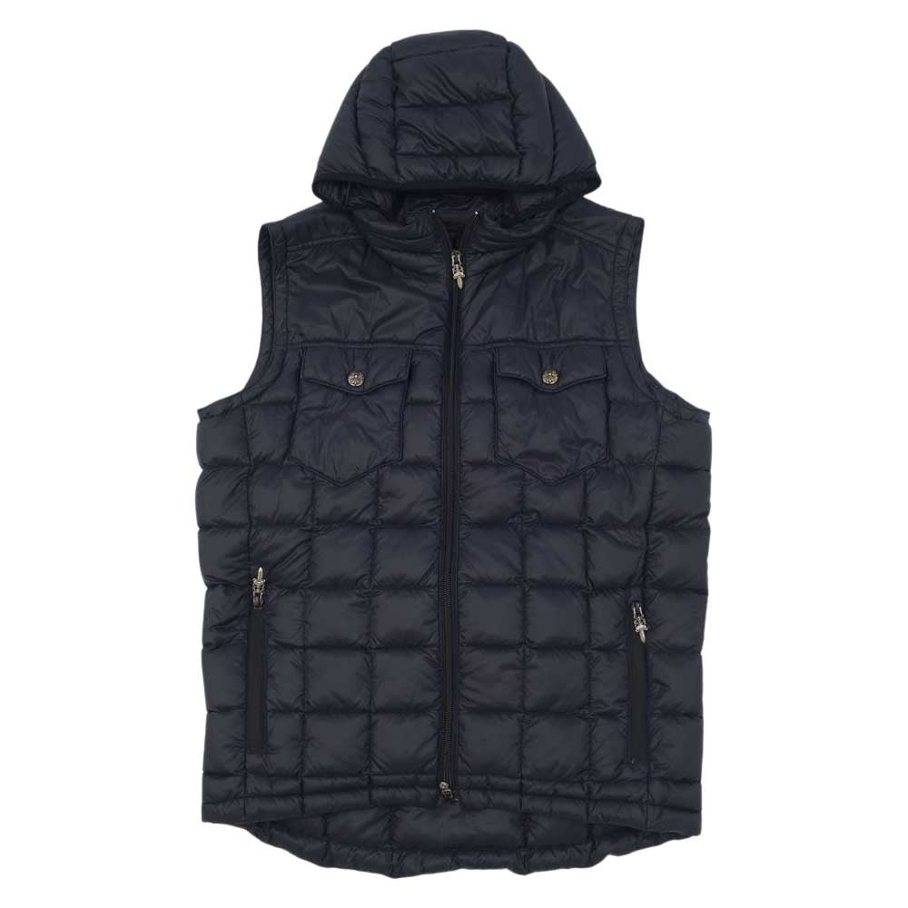 CHROME HEARTS クロムハーツ（原本無） 国内正規品 クロスボールボタン ダガージップ ナイロン ダウン ベスト ブラック系 S【中古】