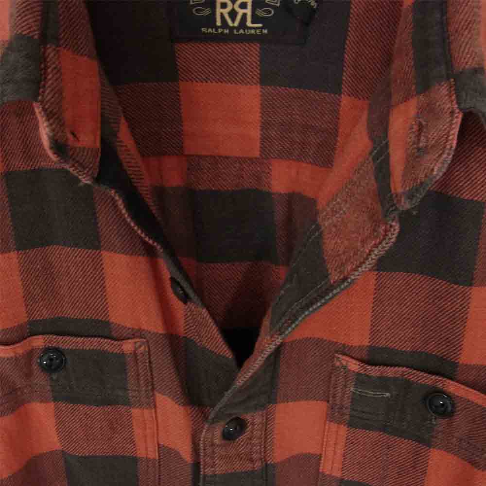 RRL ダブルアールエル 国内正規品 ブロック チェック ネルシャツ マチ付き レッド系 SP【中古】