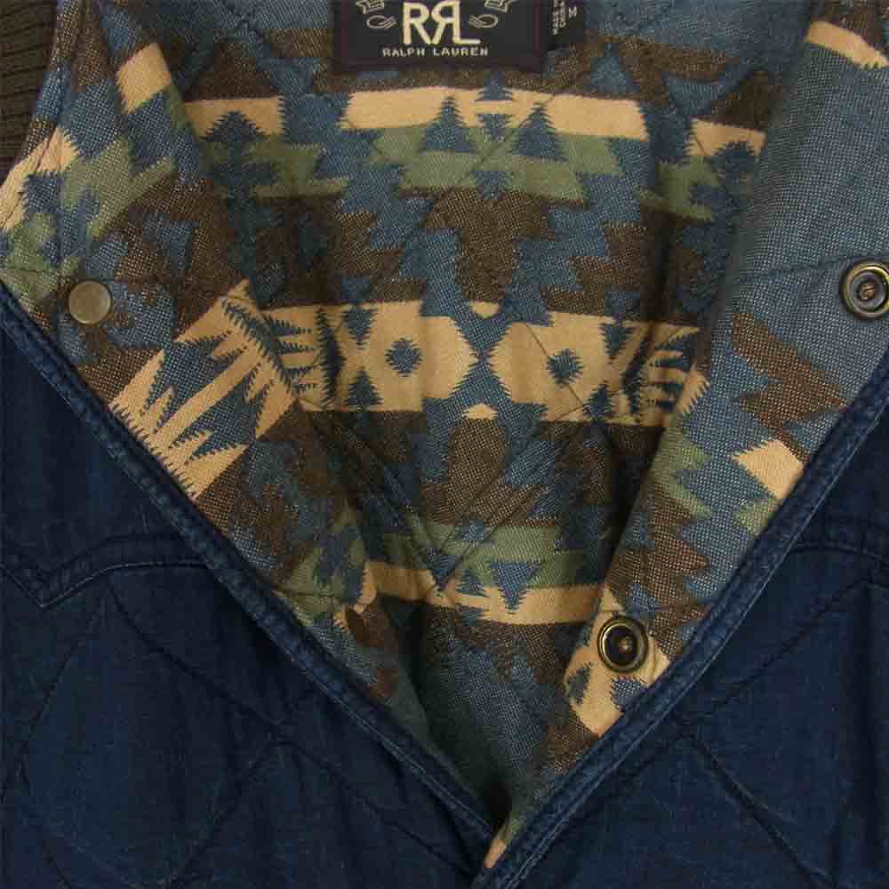 RRL ダブルアールエル 国内正規品 QUILTED RANCHER JACKET インディゴ キルティング ネイティブ ランチャー ジャケット ネイビー系 M【中古】