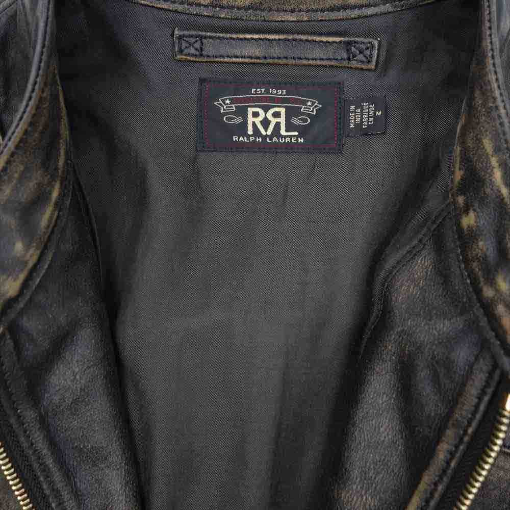 RRL ダブルアールエル MNRROTW16020032001 国内正規品 スリム フィット レザー モト ジャケット ヴィンテージ加工 シングルライダース ダークブラウン系 ブラック系 M【中古】