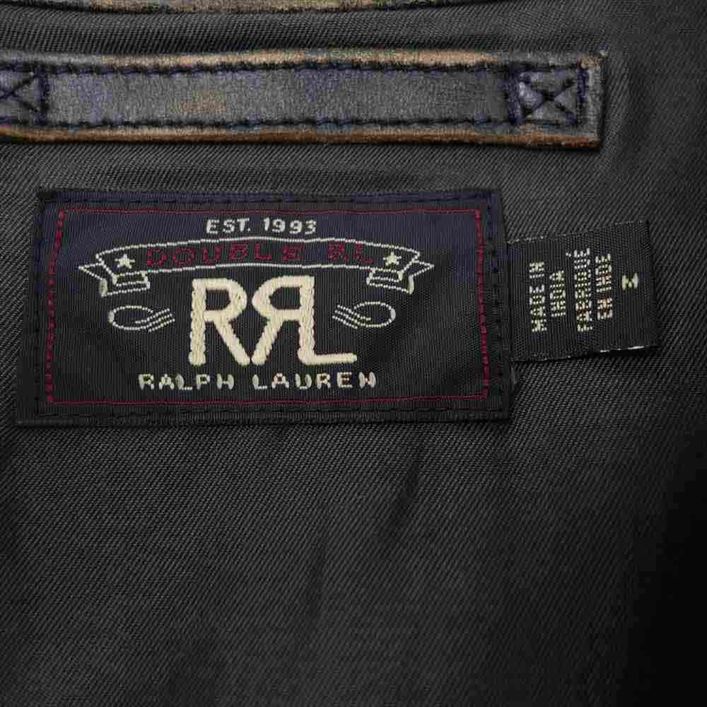 RRL ダブルアールエル MNRROTW16020032001 国内正規品 スリム フィット レザー モト ジャケット ヴィンテージ加工 シングルライダース ダークブラウン系 ブラック系 M【中古】