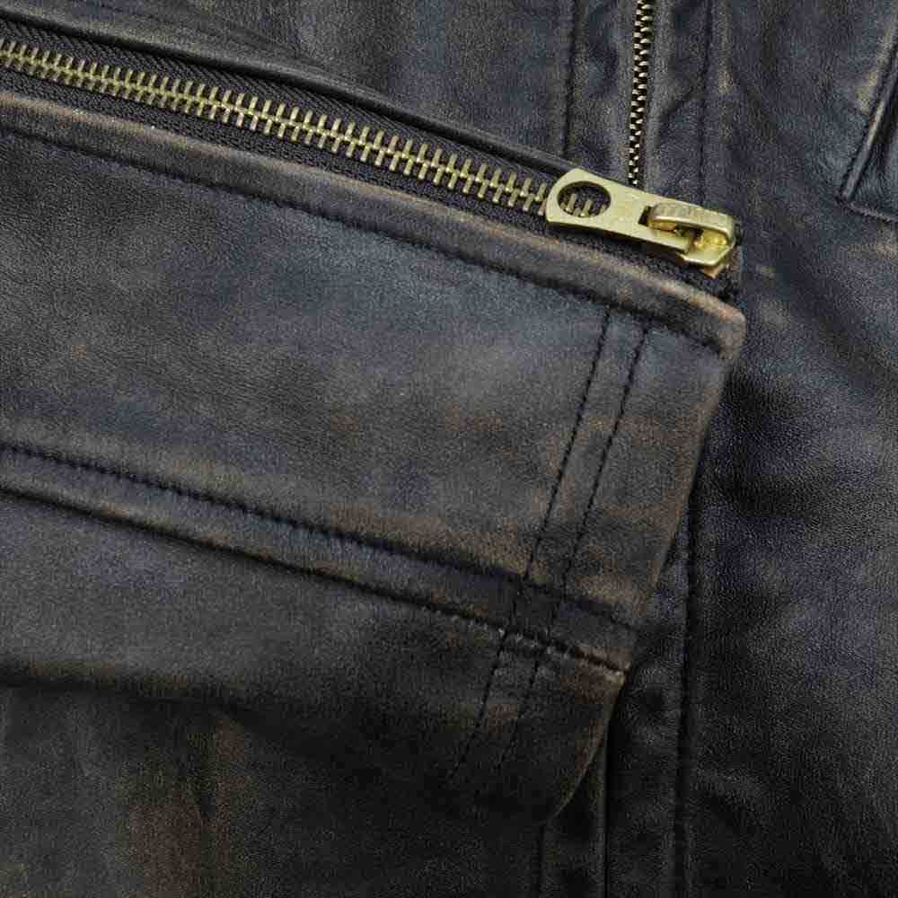 RRL ダブルアールエル MNRROTW16020032001 国内正規品 スリム フィット レザー モト ジャケット ヴィンテージ加工 シングルライダース ダークブラウン系 ブラック系 M【中古】