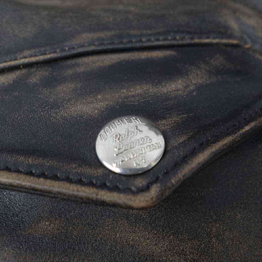 RRL ダブルアールエル MNRROTW16020032001 国内正規品 スリム フィット レザー モト ジャケット ヴィンテージ加工 シングルライダース ダークブラウン系 ブラック系 M【中古】