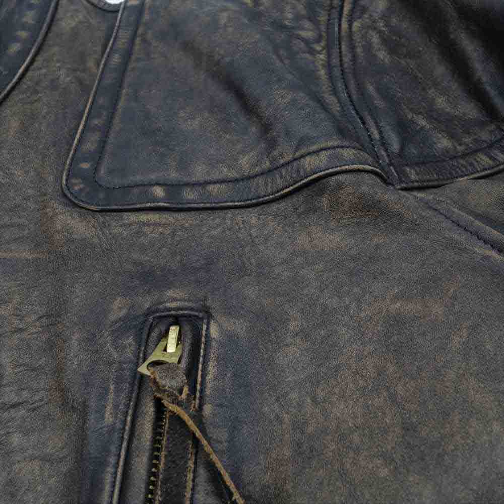 RRL ダブルアールエル MNRROTW16020032001 国内正規品 スリム フィット レザー モト ジャケット ヴィンテージ加工 シングルライダース ダークブラウン系 ブラック系 M【中古】