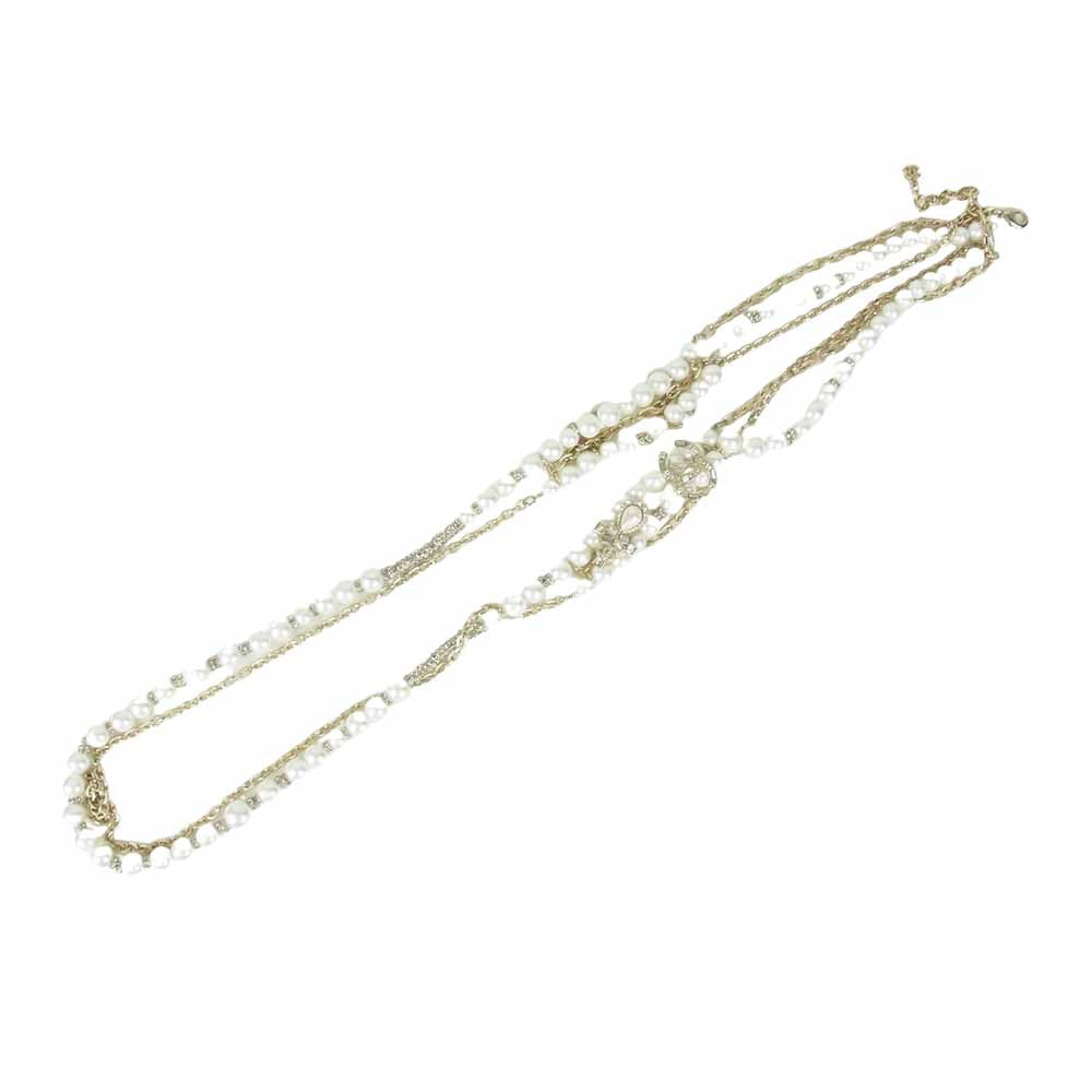 CHANEL シャネル 20A ココマーク パール ネックレス ゴールド系【中古】
