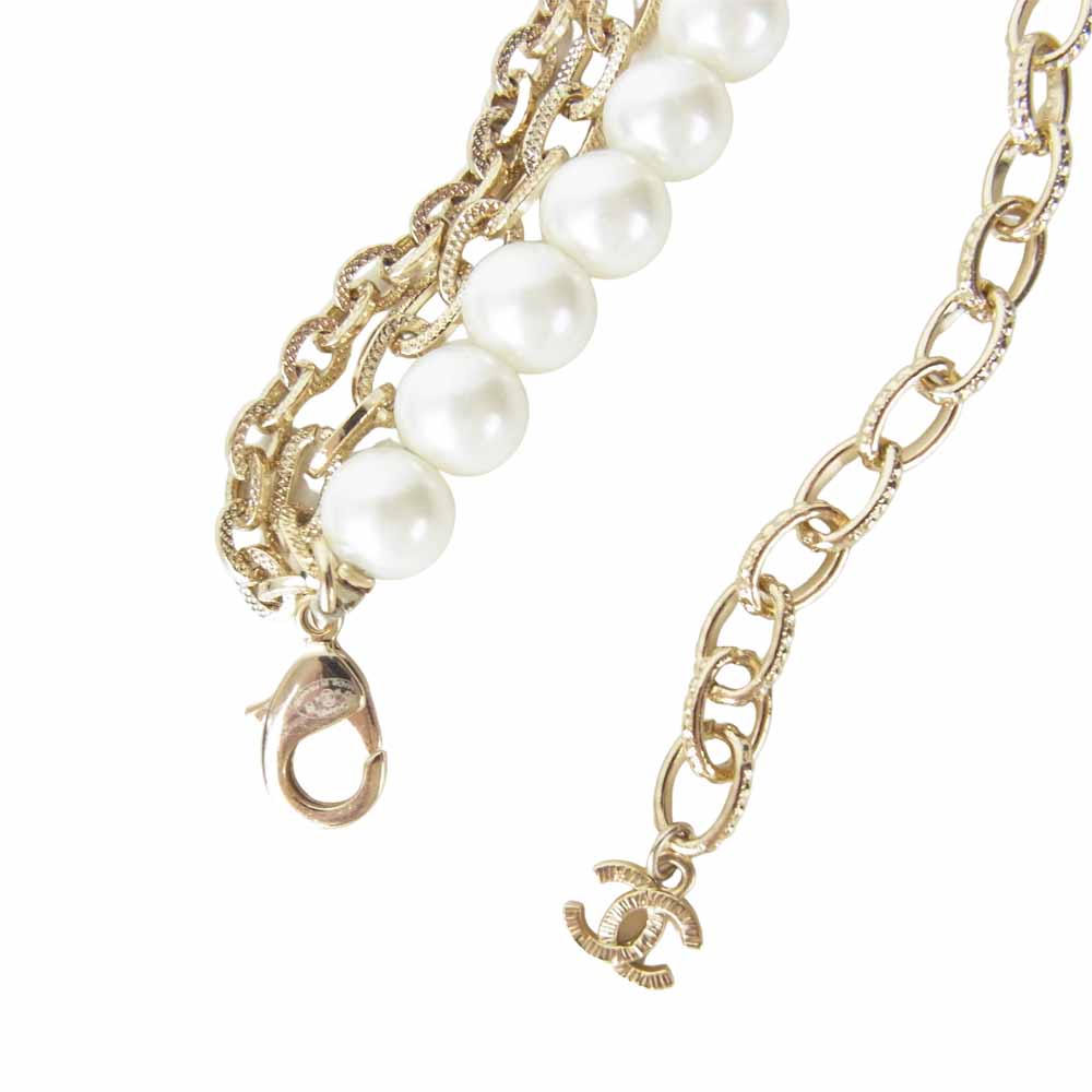 CHANEL シャネル 20A ココマーク パール ネックレス ゴールド系【中古】