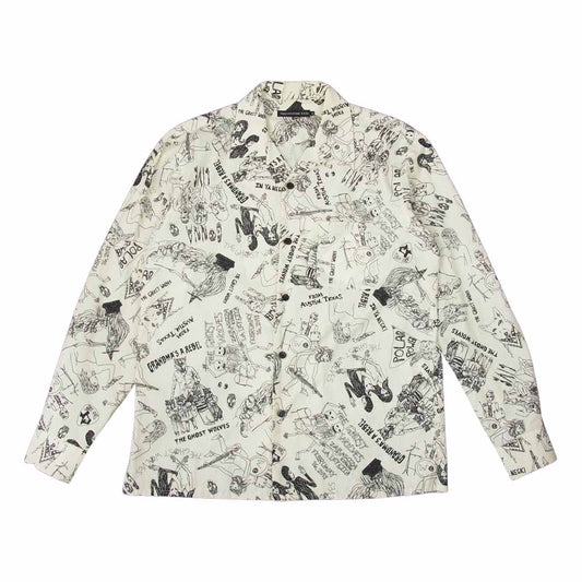 HYSTERIC GLAMOUR ヒステリックグラマー 06183AH02 THE GHOST WOLVES POLAR POWER 総柄 オープンカラー シャツ オフホワイト系 L【中古】