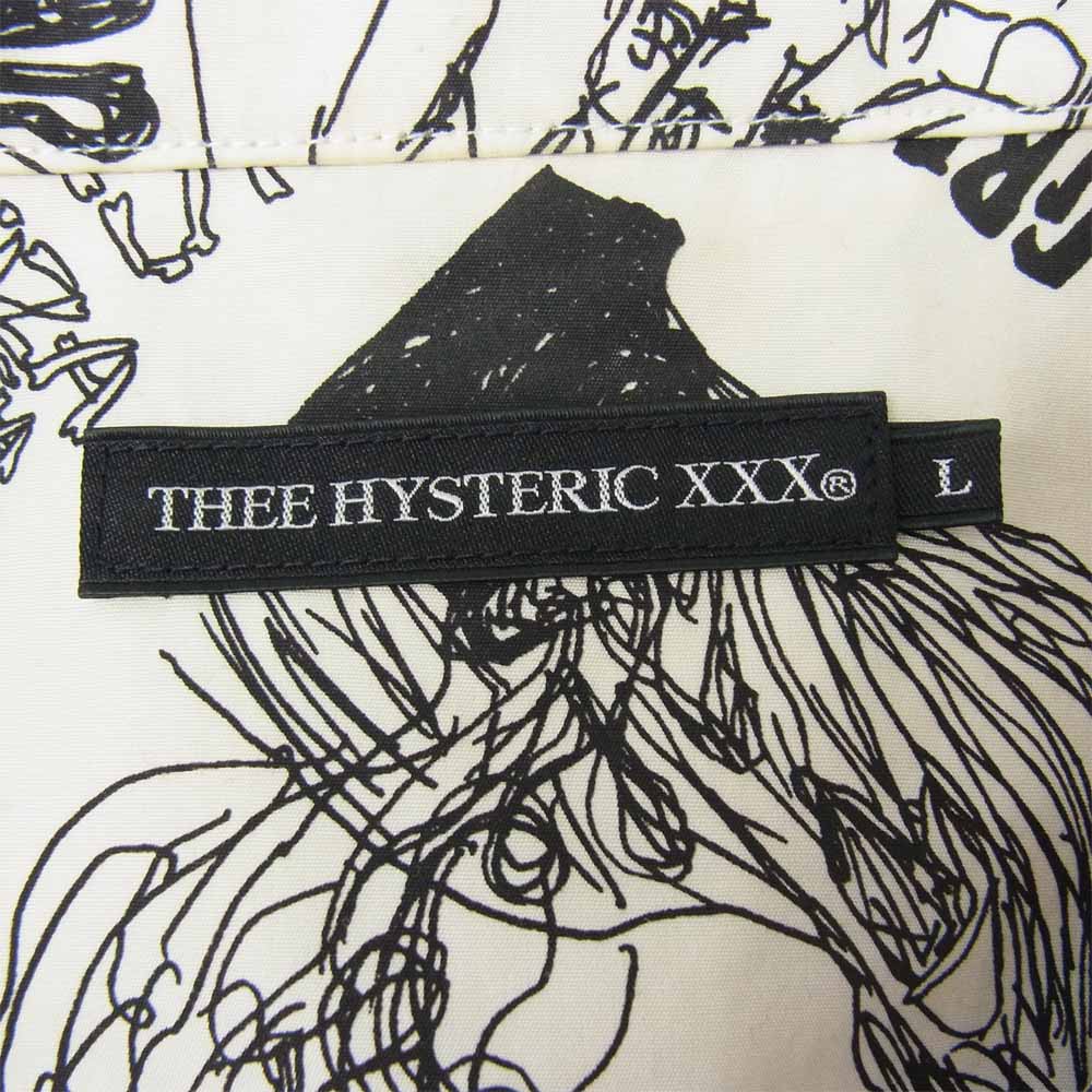 HYSTERIC GLAMOUR ヒステリックグラマー 06183AH02 THE GHOST WOLVES POLAR POWER 総柄 オープンカラー シャツ オフホワイト系 L【中古】