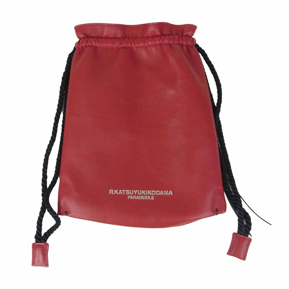 カツユキコダマ レザー 巾着 バッグ レッド系【中古】