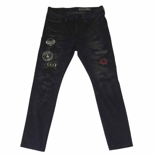 HYSTERIC GLAMOUR ヒステリックグラマー 02182AP07 KINKY JEANS 転写 プリント スリム パンツ ブラック系 M【中古】