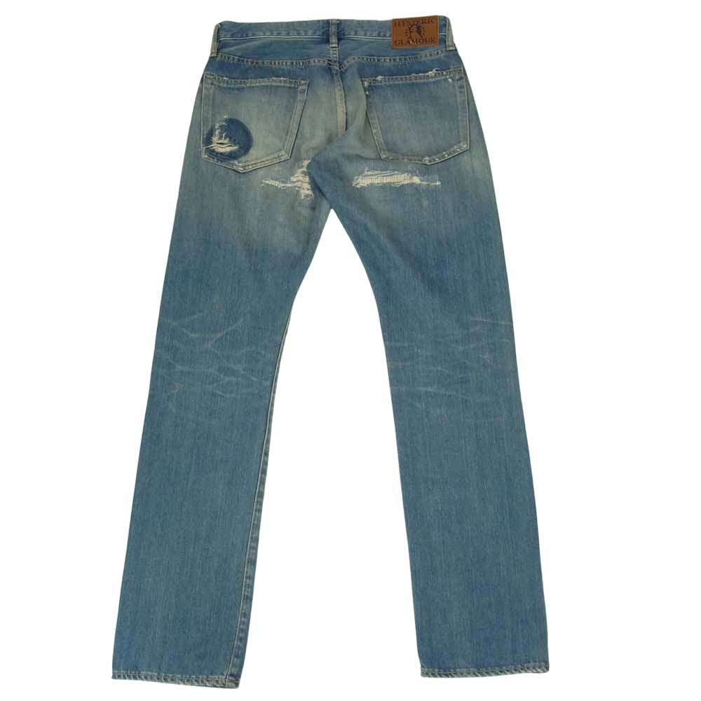 HYSTERIC GLAMOUR ヒステリックグラマー 0253AP07 POR加工 ダメージ リペア デニム ストレート パンツ インディゴブルー系 31【中古】