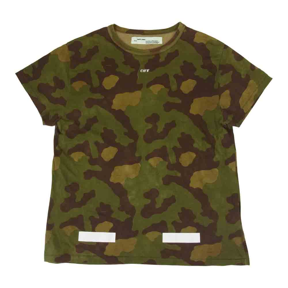 OFF-WHITE オフホワイト 国内正規品 カモ プリント Tシャツ カーキ系 ブラウン系 S【中古】