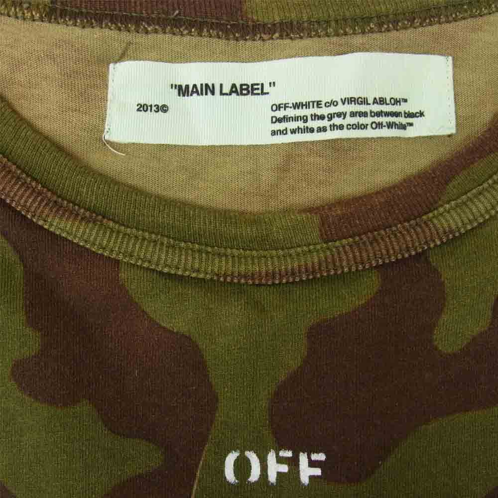 OFF-WHITE オフホワイト 国内正規品 カモ プリント Tシャツ カーキ系 ブラウン系 S【中古】