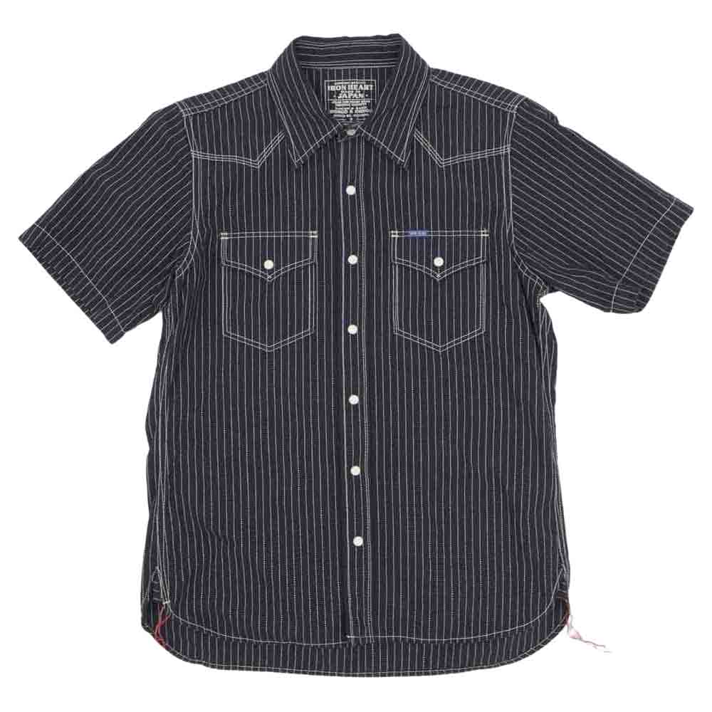 IRON HEART アイアンハート IHSH-146 7OZ PINSTRIPE CHAMBRAY S/S WESTERN SHIRT  ピンストライプ 半袖 ウエスタン シャツ S【中古】