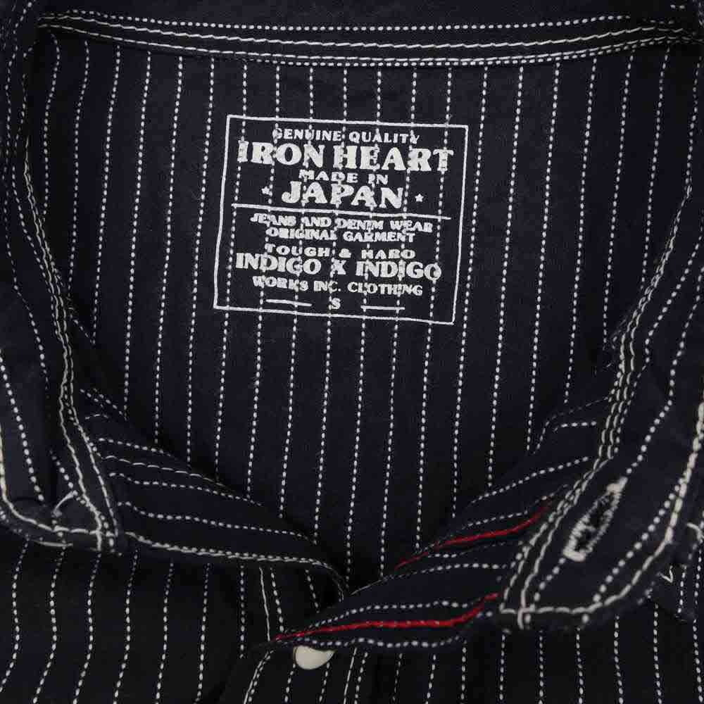 IRON HEART アイアンハート IHSH-146 7OZ PINSTRIPE CHAMBRAY S/S WESTERN SHIRT ピンストライプ 半袖 ウエスタン シャツ S【中古】