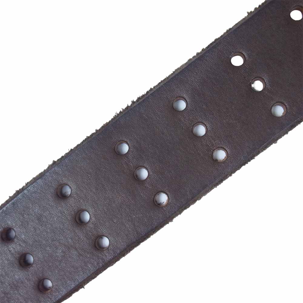 ISAMUKATAYAMA BACKLASH イサムカタヤマバックラッシュ ダブルショルダー 牛革 3PIN BUCKLE BELT バックル ベルト ダークブラウン系【中古】