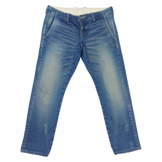 ISAMUKATAYAMA BACKLASH イサムカタヤマバックラッシュ 1483-13 MULTIPLICATION ウォッシュ ダメージ加工 レザーボタン デニム パンツ インディゴブルー系 M【中古】