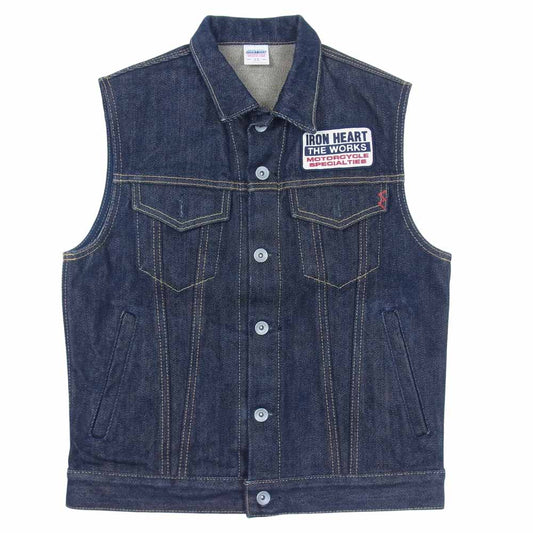 IRON HEART アイアンハート ヘビーオンス インディゴ デニムベスト インディゴブルー系 34【中古】