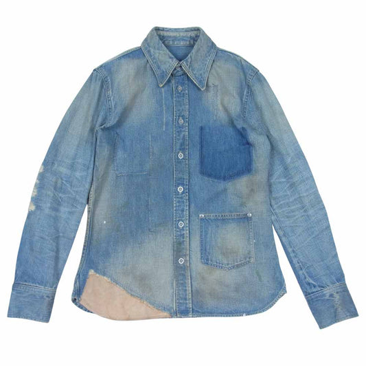 ISAMUKATAYAMA BACKLASH イサムカタヤマバックラッシュ 1308-01 ストレッチデニム10oz＋カーフスエード ダメージリペア加工 インディゴブルー系 M【中古】