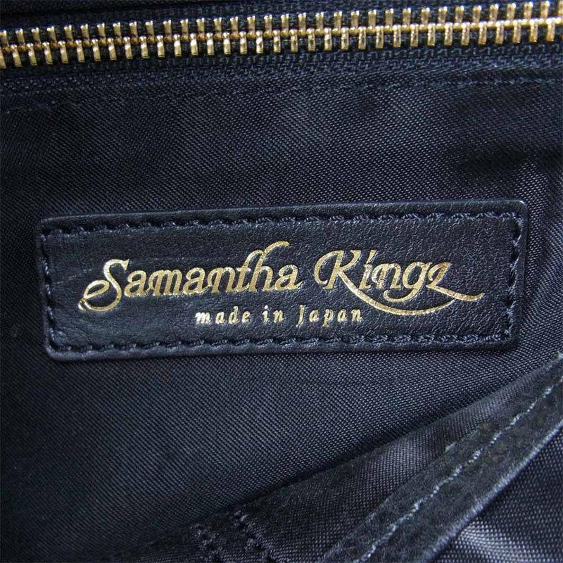 SAMANTHA KINGZ サマンサキングス レザー トート バッグ 日本製 フリンジチャーム ブラック系【中古】
