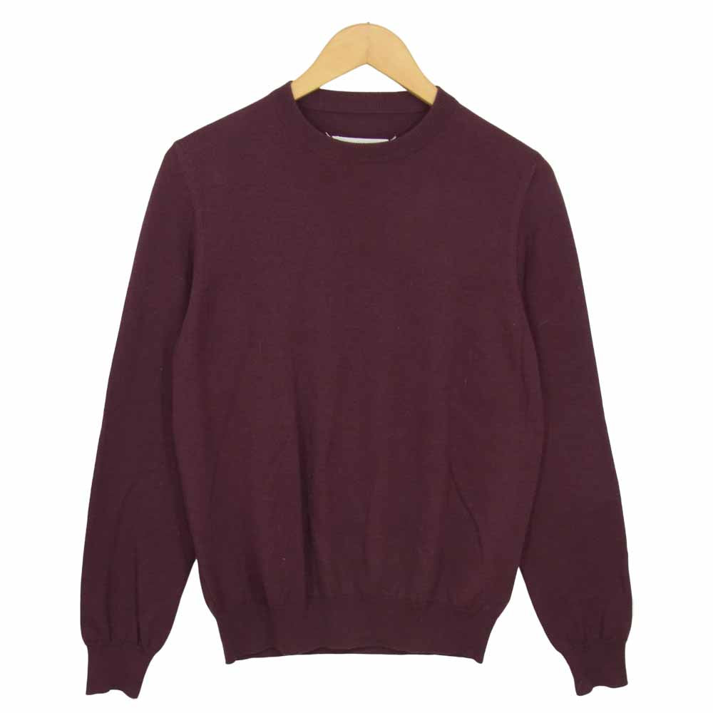 MAISON MARGIELA メゾンマルジェラ 13AW S50HA0470 スタッフインターナショナルタグ イタリア製 14ライン エルボーパッチ ウール ニット エンジ系 S【中古】