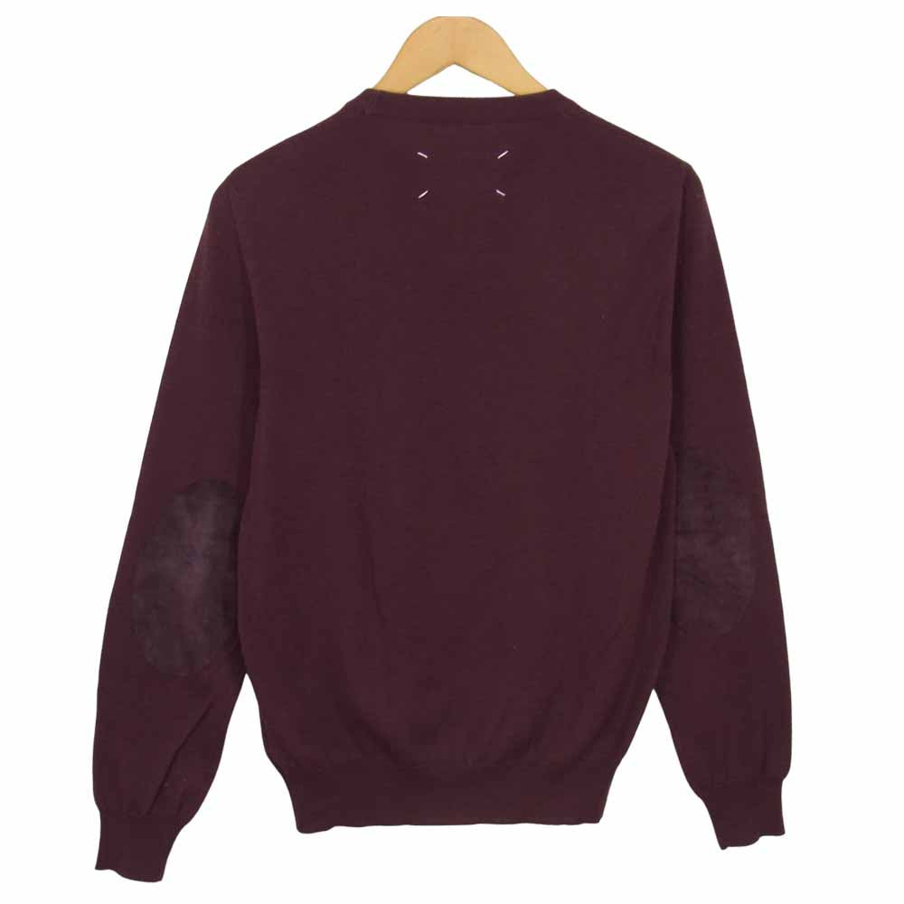 MAISON MARGIELA メゾンマルジェラ 13AW S50HA0470 スタッフインターナショナルタグ イタリア製 14ライン エルボーパッチ ウール ニット エンジ系 S【中古】