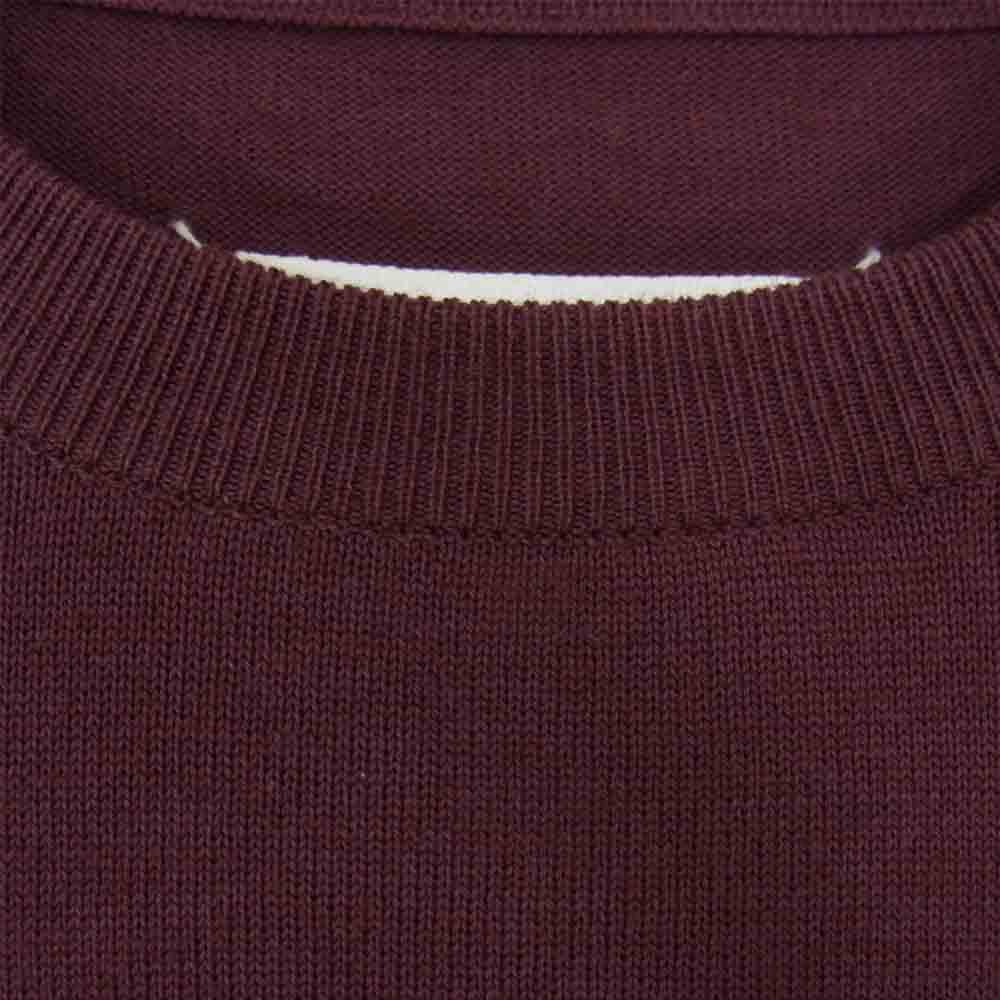 MAISON MARGIELA メゾンマルジェラ 13AW S50HA0470 スタッフインターナショナルタグ イタリア製 14ライン エルボーパッチ ウール ニット エンジ系 S【中古】