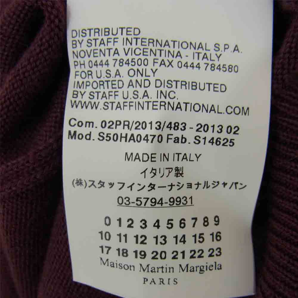 MAISON MARGIELA メゾンマルジェラ 13AW S50HA0470 スタッフインターナショナルタグ イタリア製 14ライン エルボーパッチ ウール ニット エンジ系 S【中古】