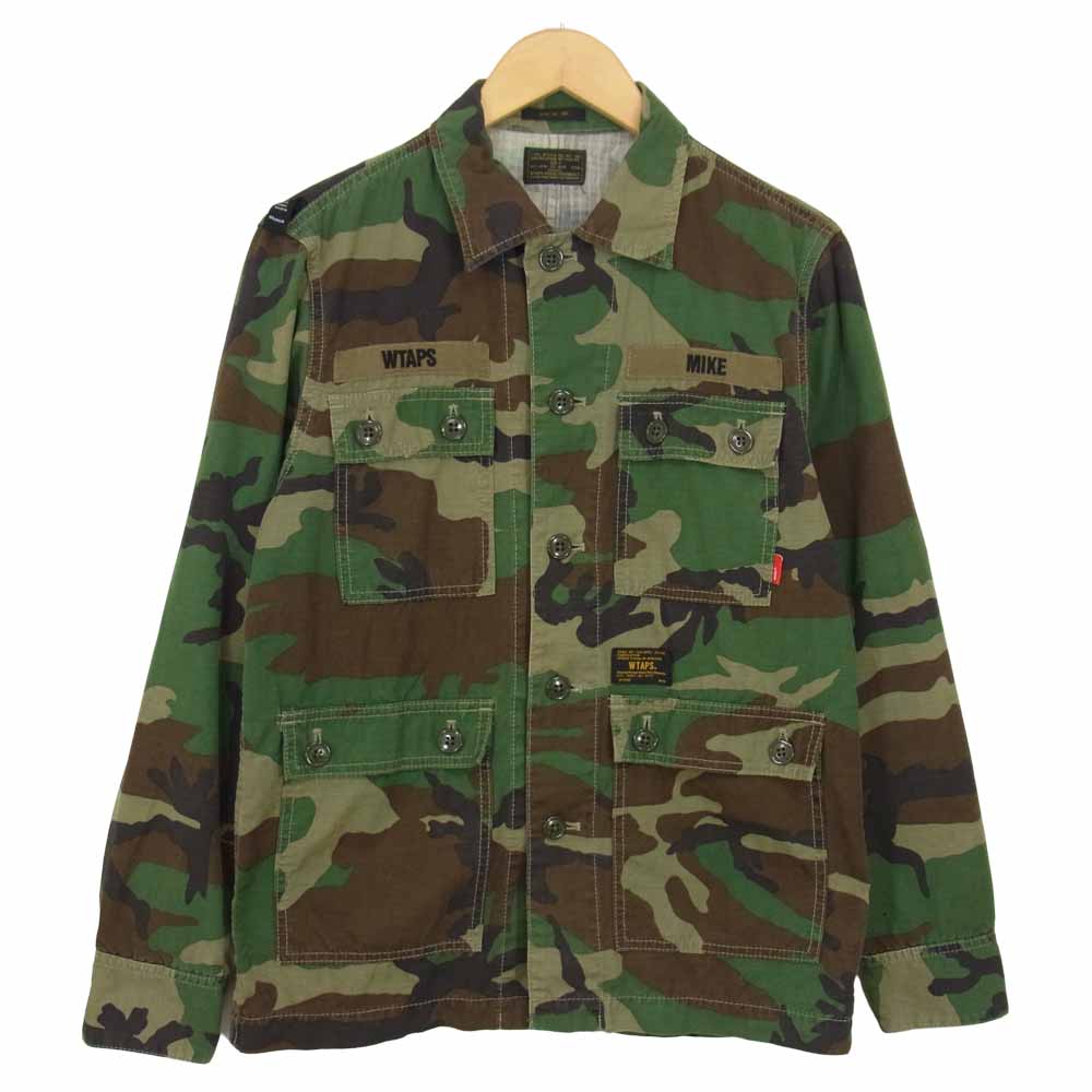WTAPS ダブルタップス 13AW 132GWDT-SHM01S JUNGLE L/S ウッドランドカモ ジャングルシャツ カーキ系 2【美品】【中古】
