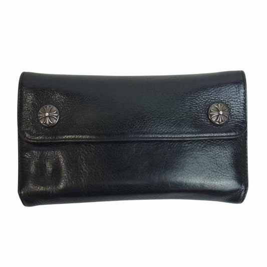 CHROME HEARTS クロムハーツ（原本無） WAVE ウェーブ クロスボール ボタン ウォレット ブラック系【中古】