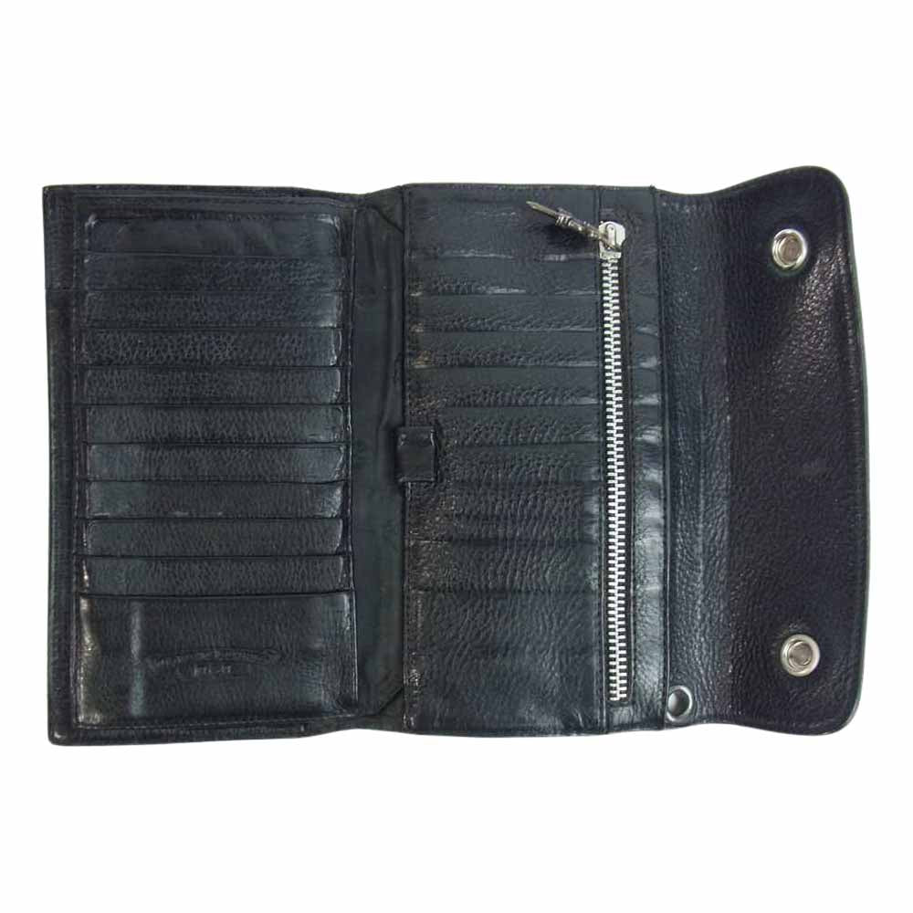 CHROME HEARTS クロムハーツ（原本無） WAVE ウェーブ クロスボール ボタン ウォレット ブラック系【中古】