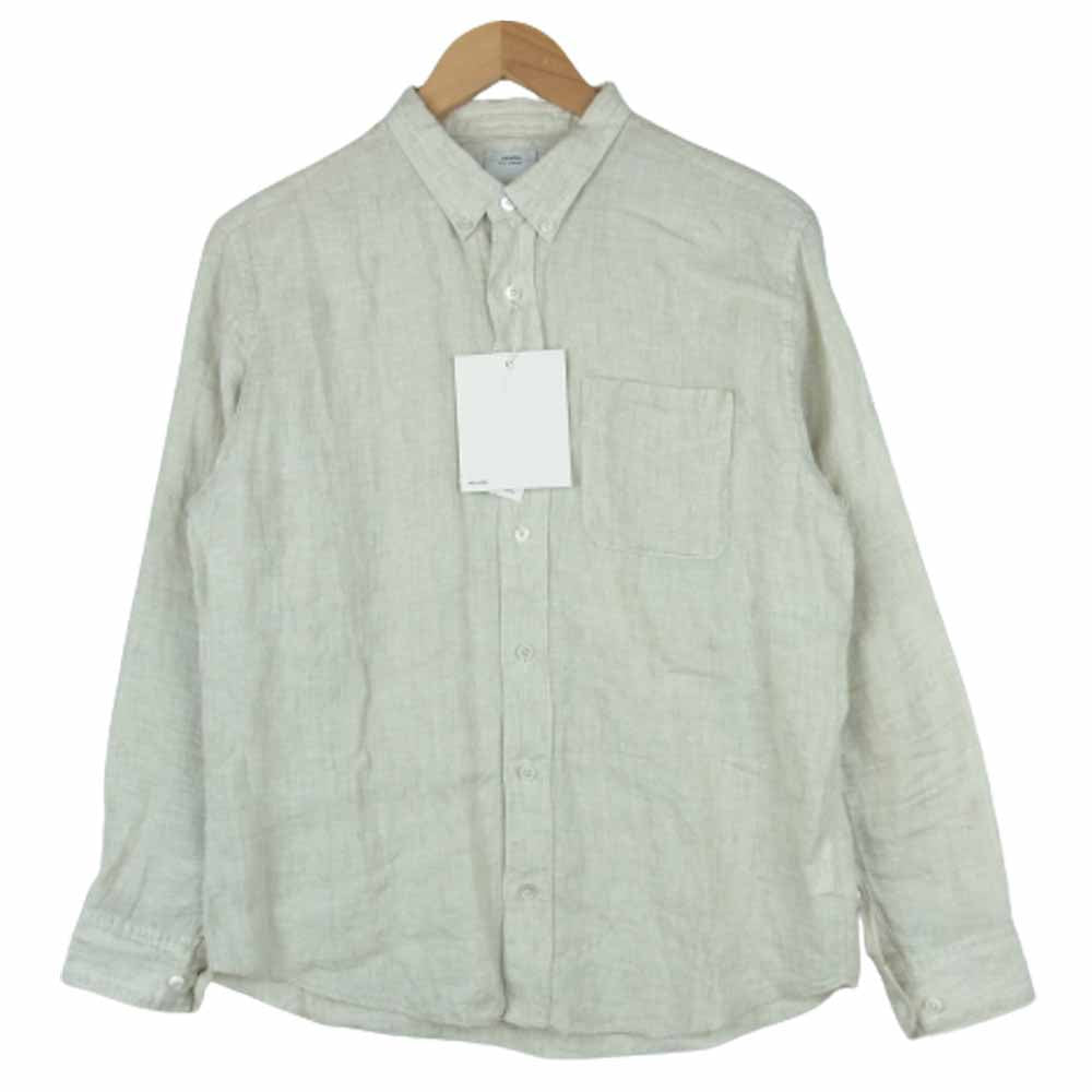 VISVIM ビズビム 12SS 112105011025 ALBA CORE CHECK L/S 麻 綿 長袖 シャツ 日本製 グレイッシュベージュ系 1【中古】