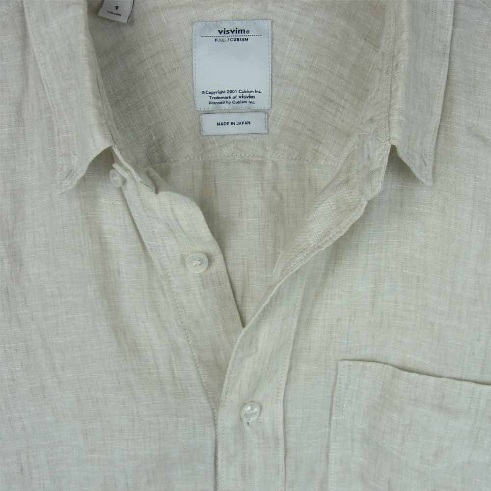 VISVIM ビズビム 12SS 112105011025 ALBA CORE CHECK L/S 麻 綿 長袖 シャツ 日本製 グレイッシュベージュ系 1【中古】