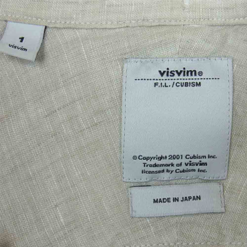 VISVIM ビズビム 12SS 112105011025 ALBA CORE CHECK L/S 麻 綿 長袖 シャツ 日本製 グレイッシュベージュ系 1【中古】