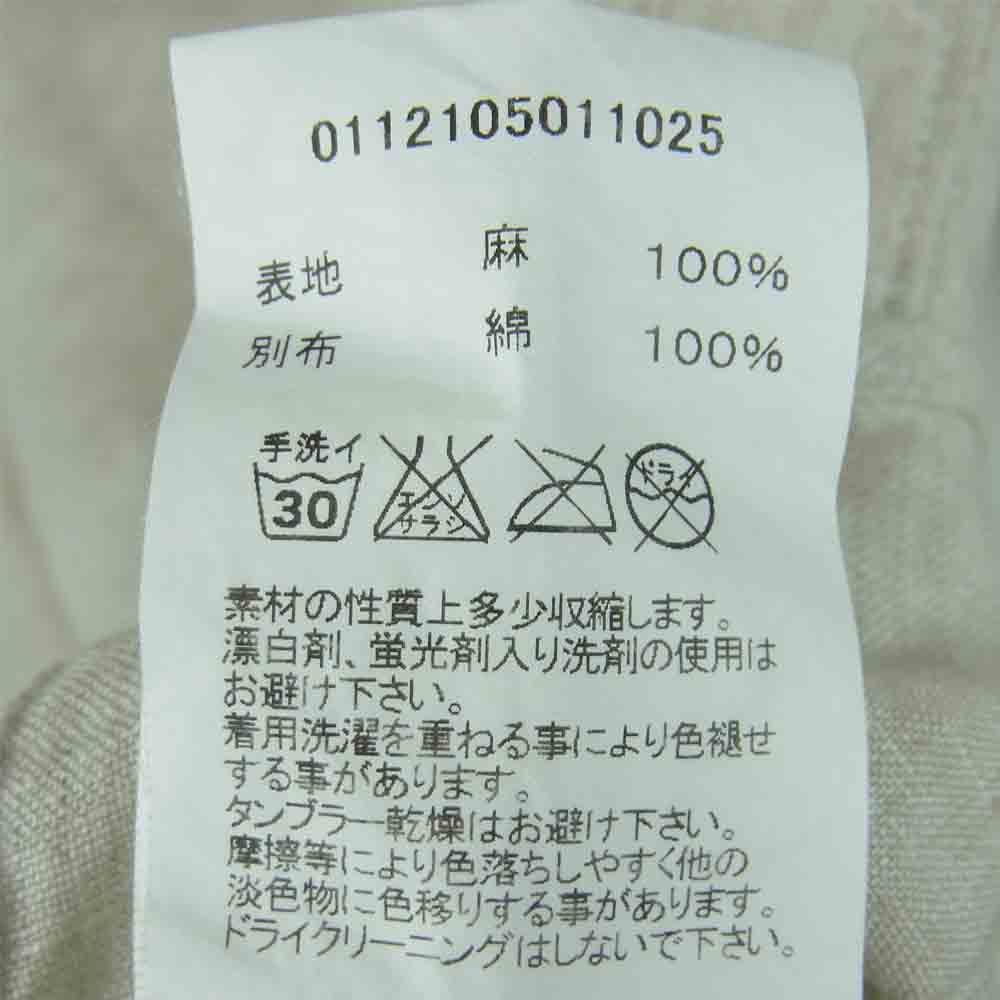 VISVIM ビズビム 12SS 112105011025 ALBA CORE CHECK L/S 麻 綿 長袖 シャツ 日本製 グレイッシュベージュ系 1【中古】