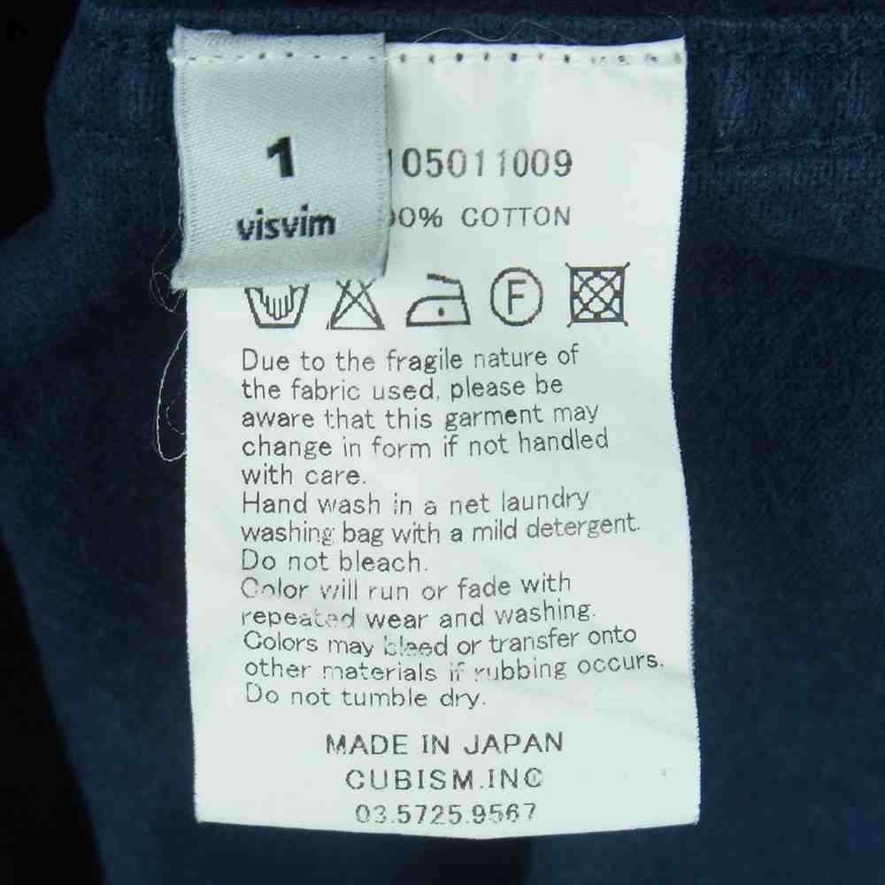 VISVIM ビズビム 16SS 0116105011009 BLACK ELK FLANNEL Y.D 長袖 シャツ コットン 日本製 ネイビー系 1【中古】