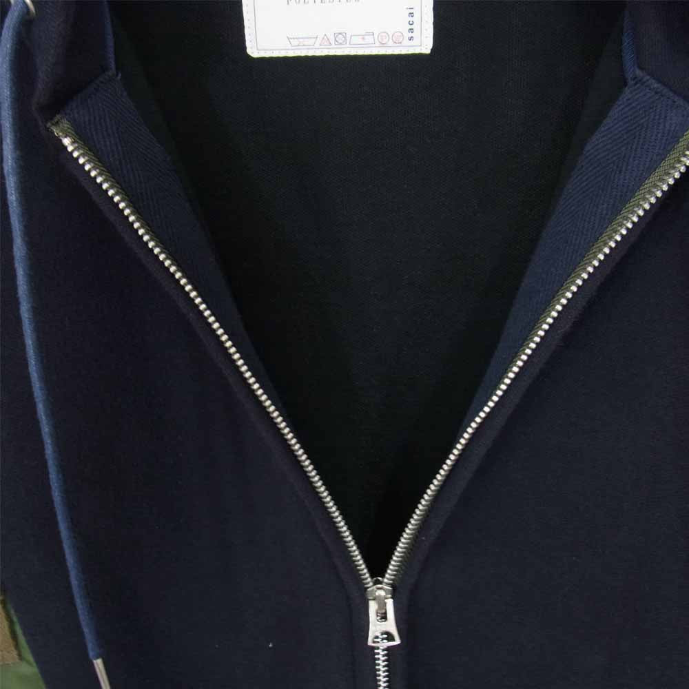 Sacai サカイ 20AW SCM-036 Sponge Sweat MA-1 Zip Hoodie ドッキング ジップ パーカー ネイビー系 3【中古】