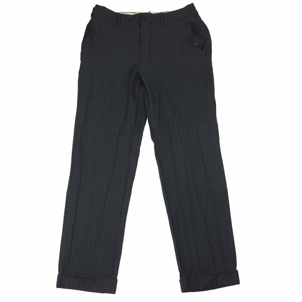 COMME des GARCONS コムデギャルソン HOMME DEUX オムドゥ AD2016 DR-P041 ポリ縮絨 ストライプ 裾ダブル パンツ グレー系 S【中古】