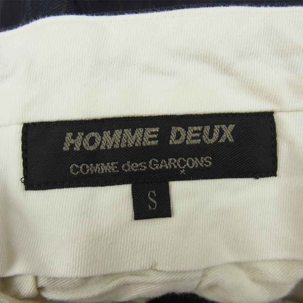 COMME des GARCONS コムデギャルソン HOMME DEUX オムドゥ AD2016 DR-P041 ポリ縮絨 ストライプ 裾ダブル パンツ グレー系 S【中古】