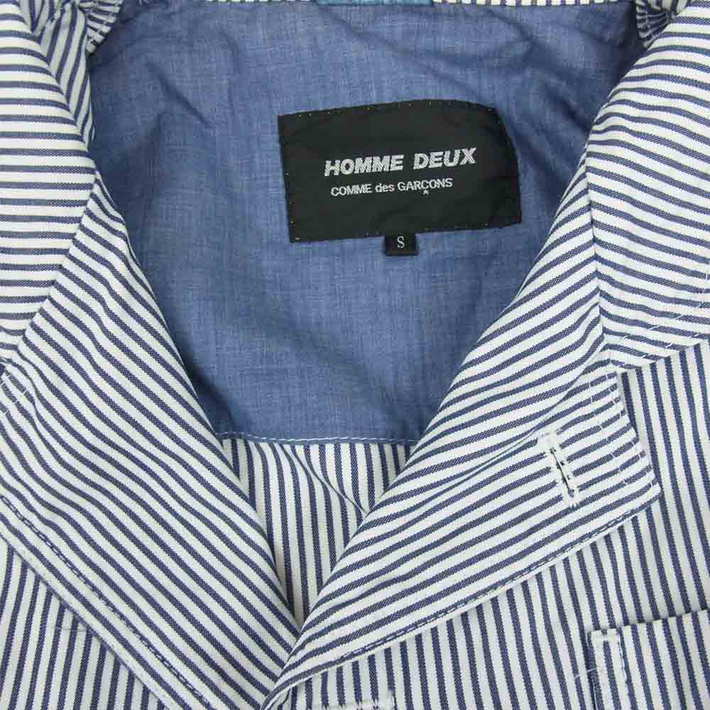COMME des GARCONS コムデギャルソン HOMME DEUX オムドゥ AD2014 DO-J070 ストライプ テーラード ジャケット ホワイト系 ネイビー系 S【中古】