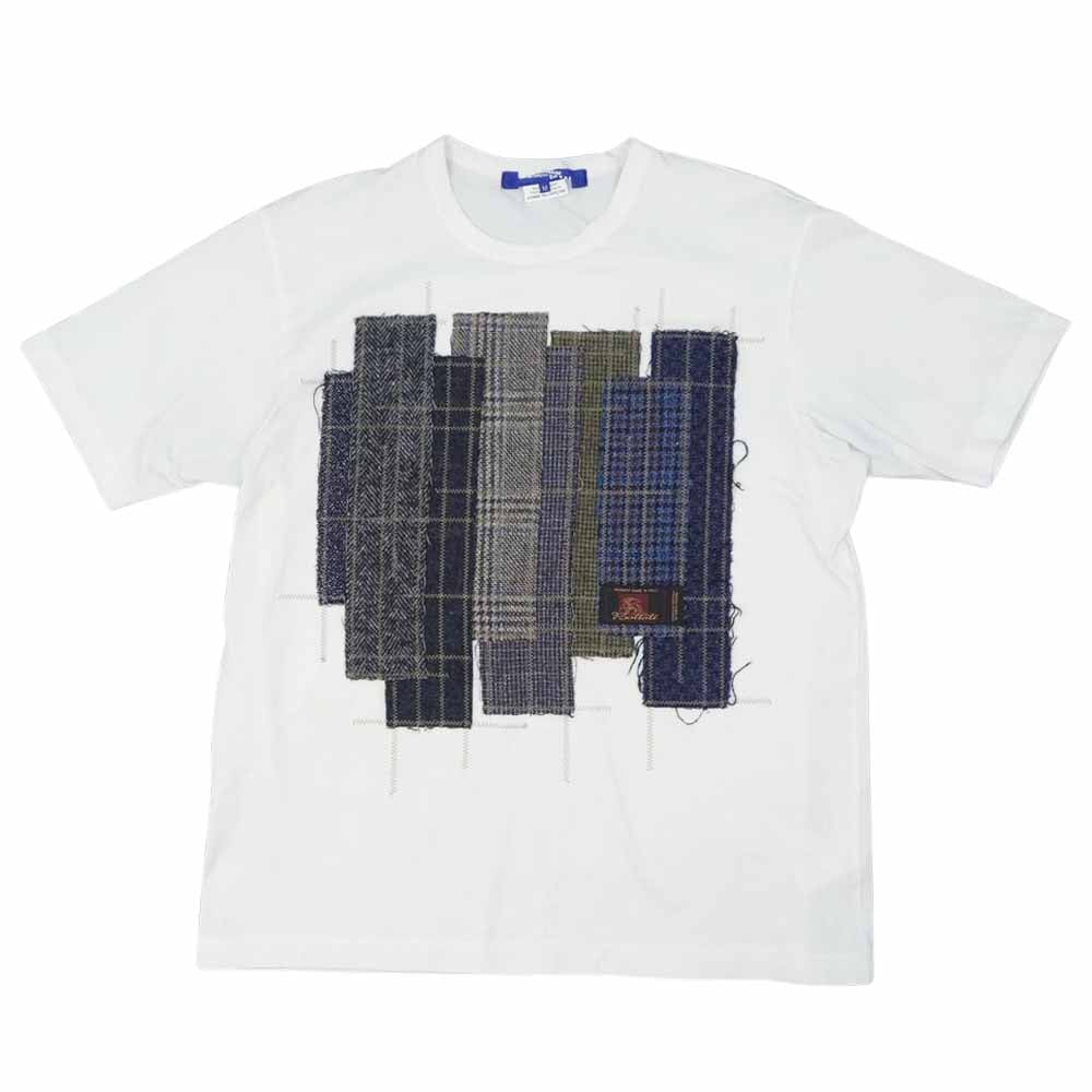 JUNYA WATANABE COMME des GARCONS MAN ジュンヤワタナベコムデギャルソンマン AD2020 WF-T001 綿度詰天竺 × ウールツイード パッチワーク 半袖 Tシャツ M【中古】