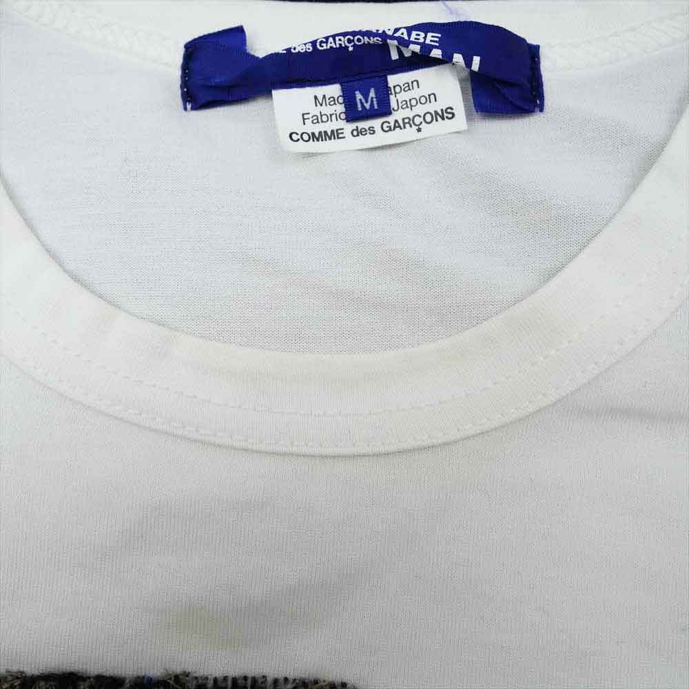 JUNYA WATANABE COMME des GARCONS MAN ジュンヤワタナベコムデギャルソンマン AD2020 WF-T001 綿度詰天竺 × ウールツイード パッチワーク 半袖 Tシャツ M【中古】