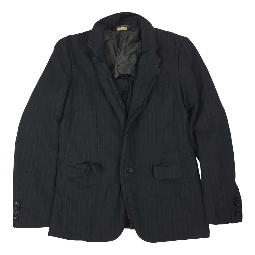 COMME des GARCONS コムデギャルソン HOMME DEUX オムドゥ AD2016 DR-J050 ポリ縮絨 ストライプ テーラード ジャケット グレー系 S【中古】