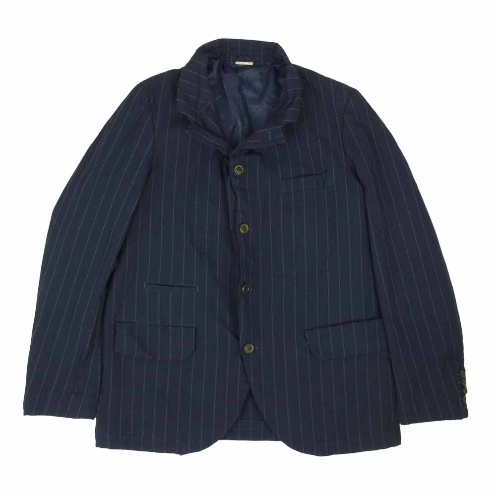 COMME des GARCONS コムデギャルソン HOMME DEUX オムドゥ AD2019 DE-J034 ポリ縮絨 製品染め ドローコード テーラード ジャケット ネイビー系 M【中古】