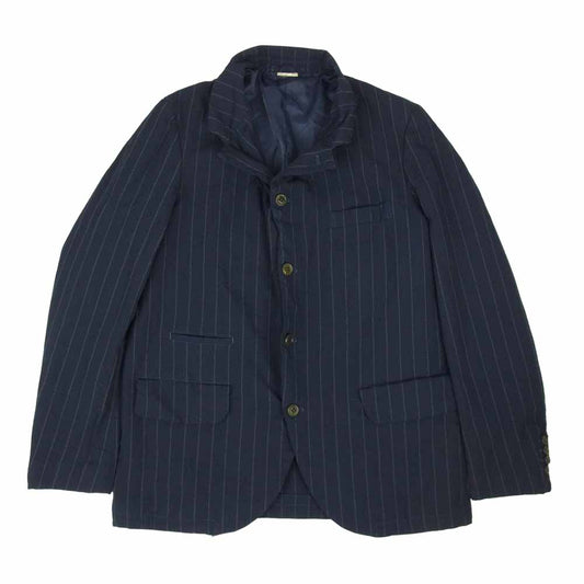 COMME des GARCONS コムデギャルソン HOMME DEUX オムドゥ AD2019 DE-J034 ポリ縮絨 製品染め ドローコード テーラード ジャケット ネイビー系 M【中古】