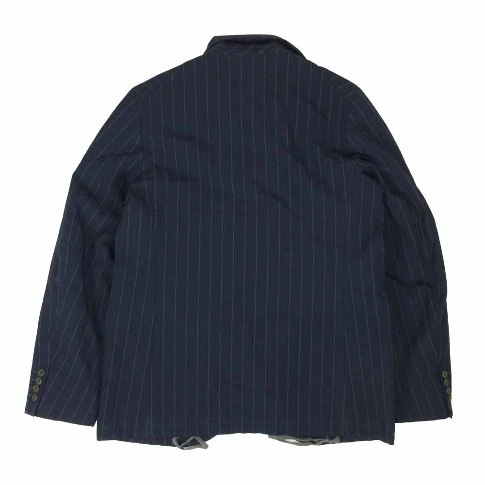 COMME des GARCONS コムデギャルソン HOMME DEUX オムドゥ AD2019 DE-J034 ポリ縮絨 製品染め ドローコード テーラード ジャケット ネイビー系 M【中古】