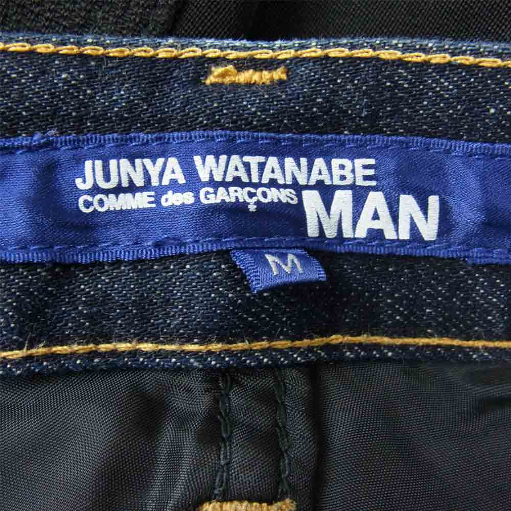 JUNYA WATANABE COMME des GARCONS MAN ジュンヤワタナベコムデギャルソンマン AD2015 WP-P039 綿デニム×ウールドスキン ダメージ加工 切替 パンツ インディゴブルー系 M【中古】