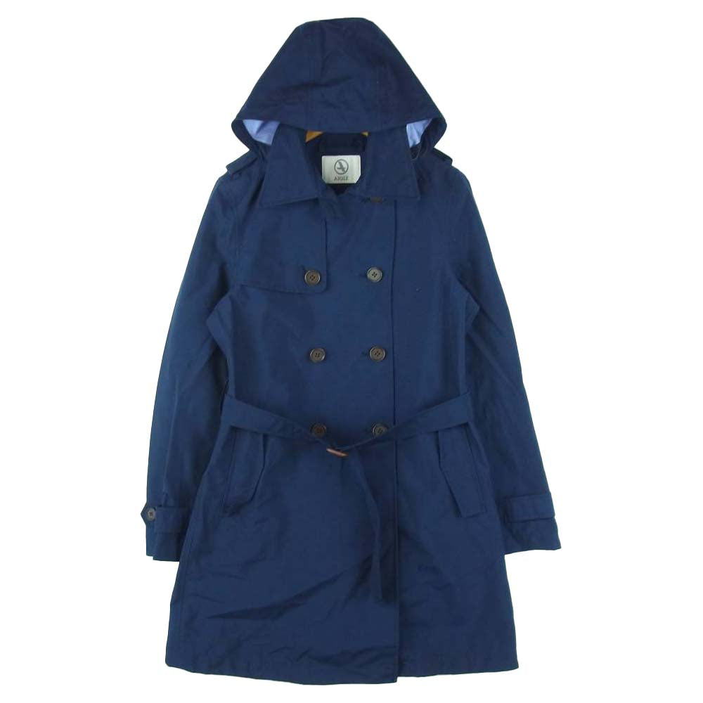AIGLE エーグル 8604-31405 GORE-TEX ゴアテックス フード付き トレンチコート ネイビー系 S【美品】【中古】