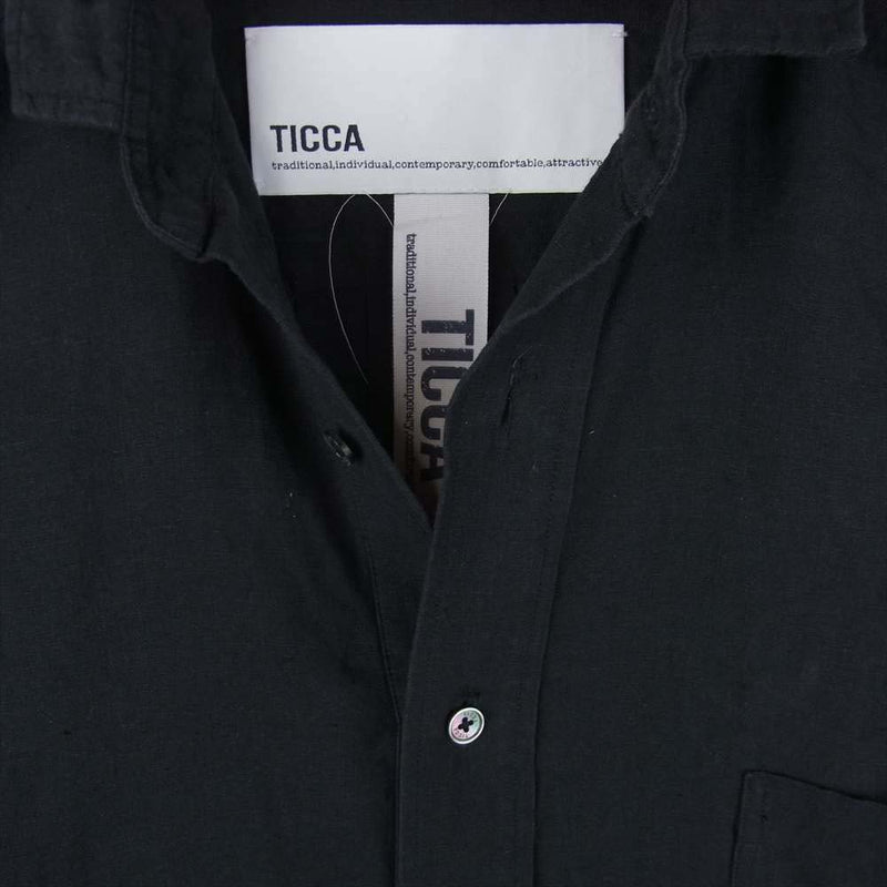 ティッカ TAIS-353 リネン スクエア ビッグ ロングシャツ 長袖 日本製 ブラック系 F【中古】